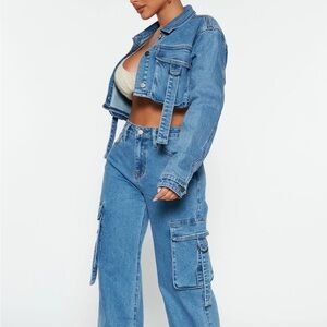 Two piece denim fashion nova